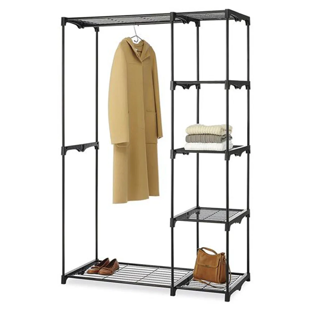 

Easy to Install Portable Practical Five-tier Wardrobe without Cloth Cover Black