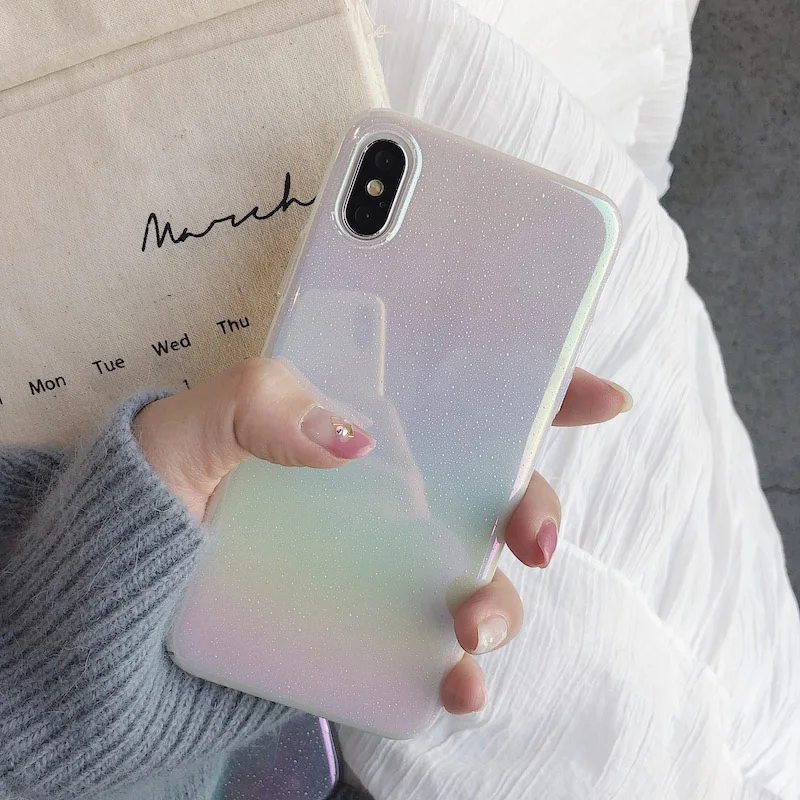 Gradient Rainbow Glitter Waterdrop Phone Case For iPhone 12 Mini 11 Pro Max XR X XS Max 7 8 Plus Case Hard PC Phone Back Cover