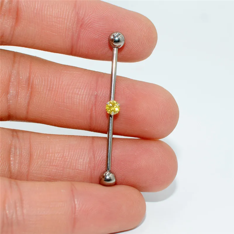 19Topaz Zircon 1 шт. G23 титановые серьги прямая Штанга Кольцо с опалом Циркон плоская задняя жемчужина пирсинг для уха разноцветный пирсинг для тела ювелирные изделия - Окраска металла: 19Topaz Zircon