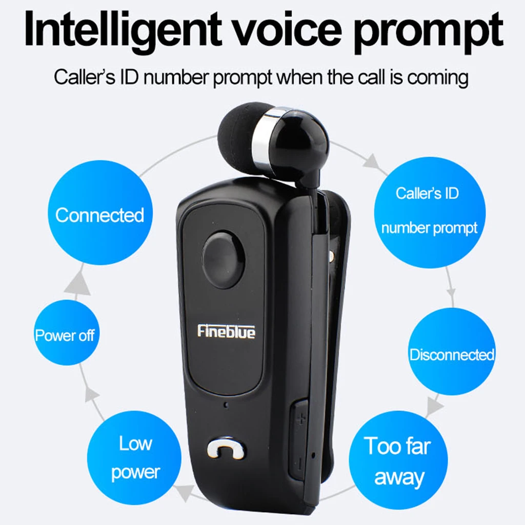 Portable Wireless Bluetooth Headset Clip Handfree BT Earphones w / Mic BT4.0