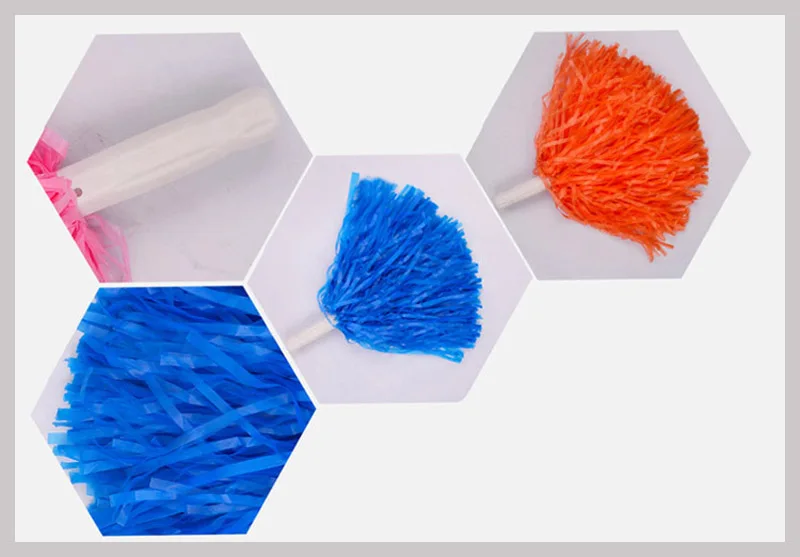 2 Pieces Plastic Cheerleader Pom Ppom Girl Cheer Refueling Props Cheerleading Pompon Pompoms NonFading plastic hand flowers