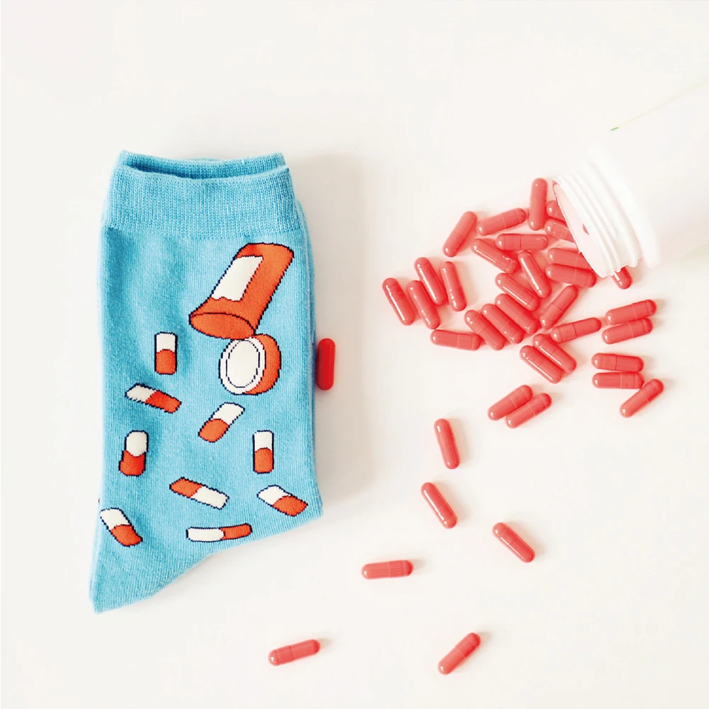 New High quality Unisex Cute Soft Breathable Socks With s Pattern Printed Couples Blue Cotton Socks