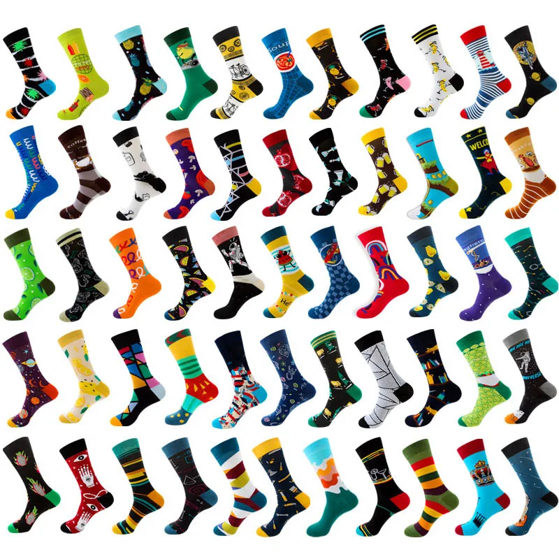 

Men Colorful Combed Cotton Socks Beer, chess, geometricPattern Long Tube Happy Socks Novelty Skateboard Crew Casual Crazy Socks