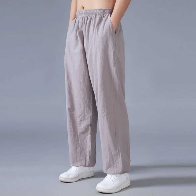 Pantalones bombachos de lino y algodón para hombre y mujer, ropa holgada y transpirable para artes marciales, Kung Fu, Wushu, Tai Chi, Yoga y ejercicio en verano