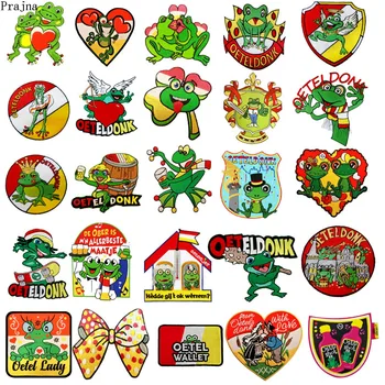 

Prajna Frog Embroidered Patches Iron on Patch Stripe For Clothes Oeteldonk Emblem Full Embroidered Frog Carnival for Netherland
