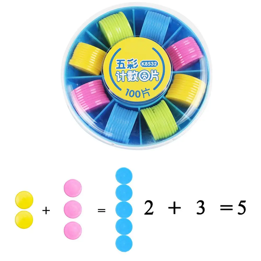 

100Pcs Colorful Round Chips Tokens with Box Counting Board Game Education Toy new teaching Building Intelligence Blocks New