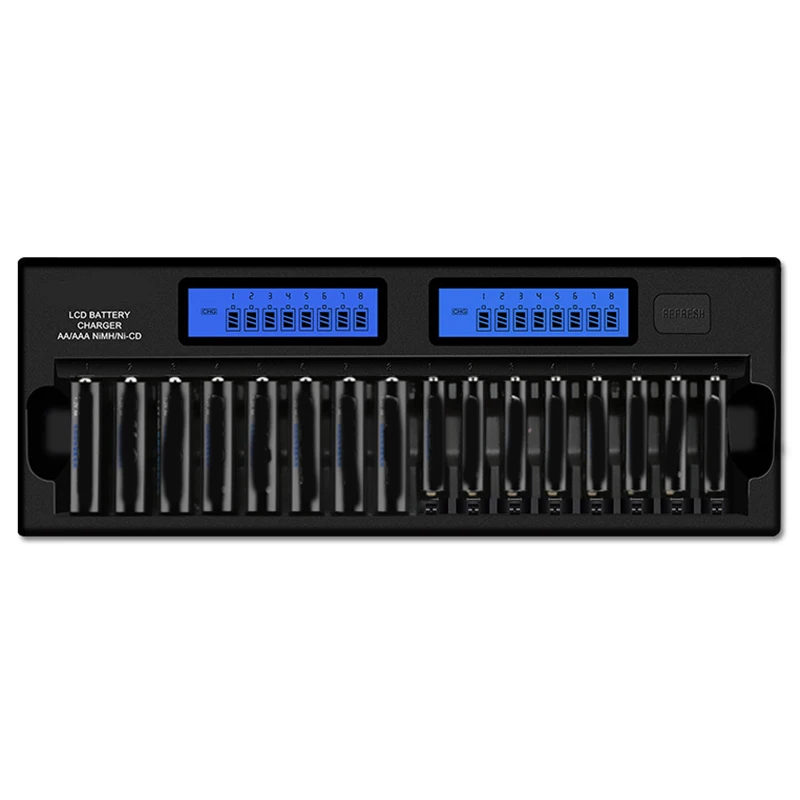 

16 Slot Lcd Display Smart Battery Fast Charger Multiple Protection Charger For Ni-Mh Ni-Cd Aaa Or Aa Battery Us Plug
