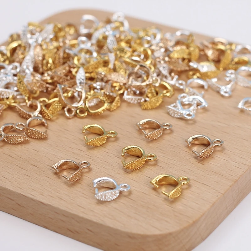100pcs 9mm Pendant Clip Clasp Pinch Bail Connectors Beads Jewelry Findings Accessories Copper Material | Украшения и аксессуары