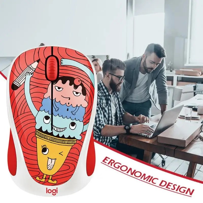 Беспроводная офисная мышь logitech M238-V3 для девочек, портативная мультяшная настольная мышь для ноутбука, оптическая компьютерная мышь 3 Keys1000DPI