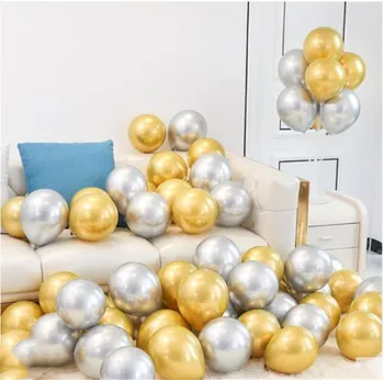 

Wholesale 100pcs 5inch Chrome Gold Balloon Flashing Metal Balloon Thick Pearly Metal Wedding Decoration Metallic Balloons