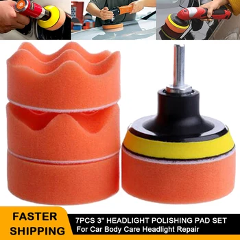 

VISBELLA 7Pcs Car Polishing Pad 3 Inch Buffing Foam Drill Pads Sponge Set Kit with Car Polisher M10 Drill Adapter Paint Care
