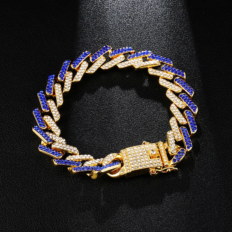 Хип хоп 13 мм Bling Iced Out полный горный хрусталь браслет геометрический AAA CZ камень кубинские цепи браслеты для мужчин ювелирные изделия