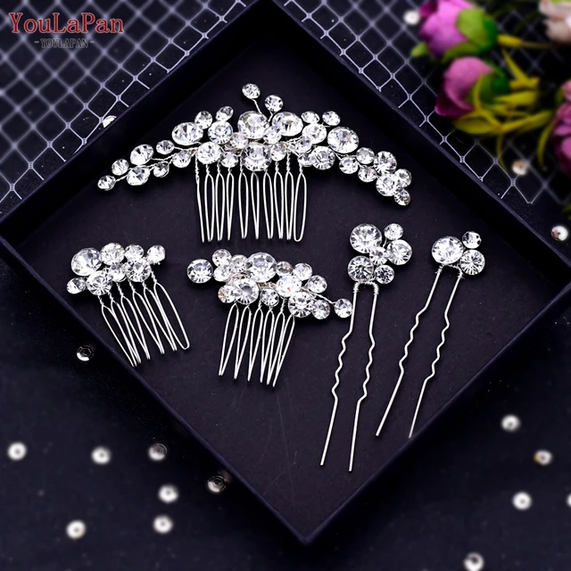 TOPQUEEN HP77 Wedding Tiara Bridal Combs Rhinestone Wedding Headwear Wedding Hair Accessories Bridal Headdress Wedding Hair Comb HP387-one set