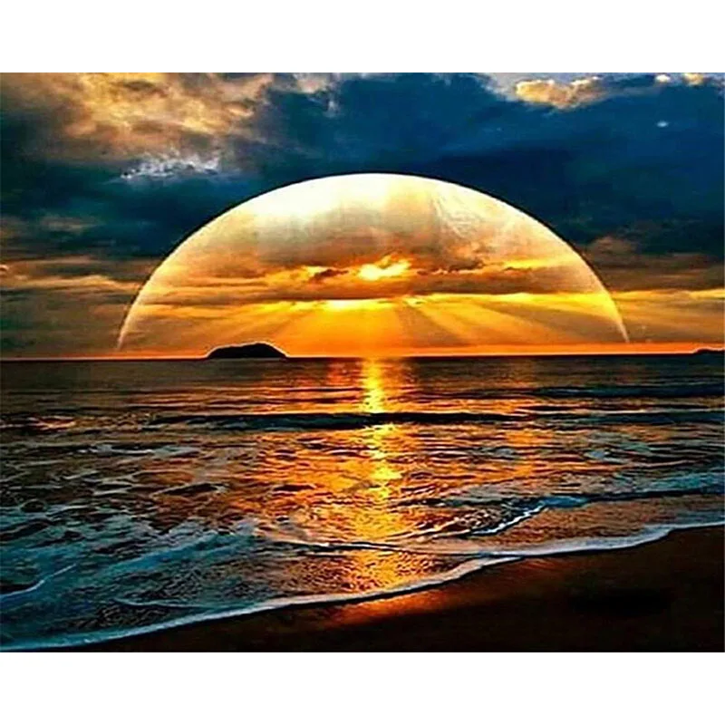 

sunset.Hand Made Paint High Quality Canvas Beautiful Painting By Numbers Surprise Gift Great Accomplishment