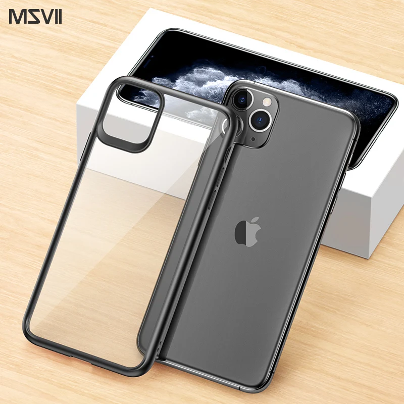 Transparent black Ударопрочный матовый чехол для iphone x xs xr max 11 pro max Upgrade силиконовый мягкий анти пот и пятна - Цвет: Transparent black