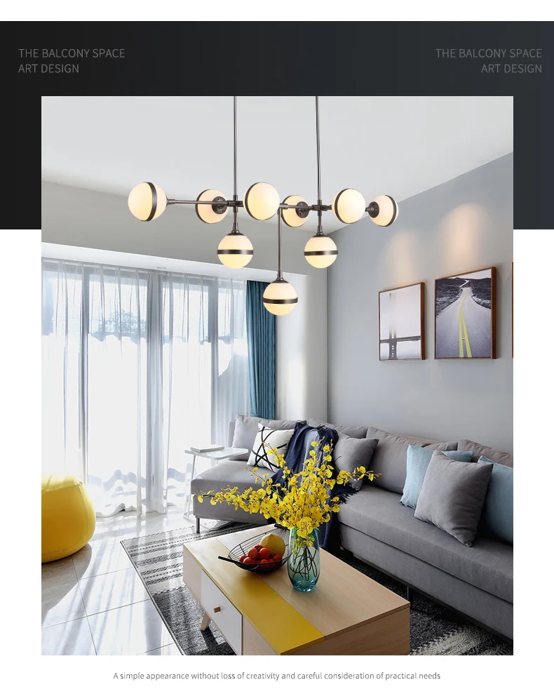 Современная Люстра Черная по щиколотку подвесные светильники для бара стеклянный шар освещение для столовой приспособление для дома в помещении
