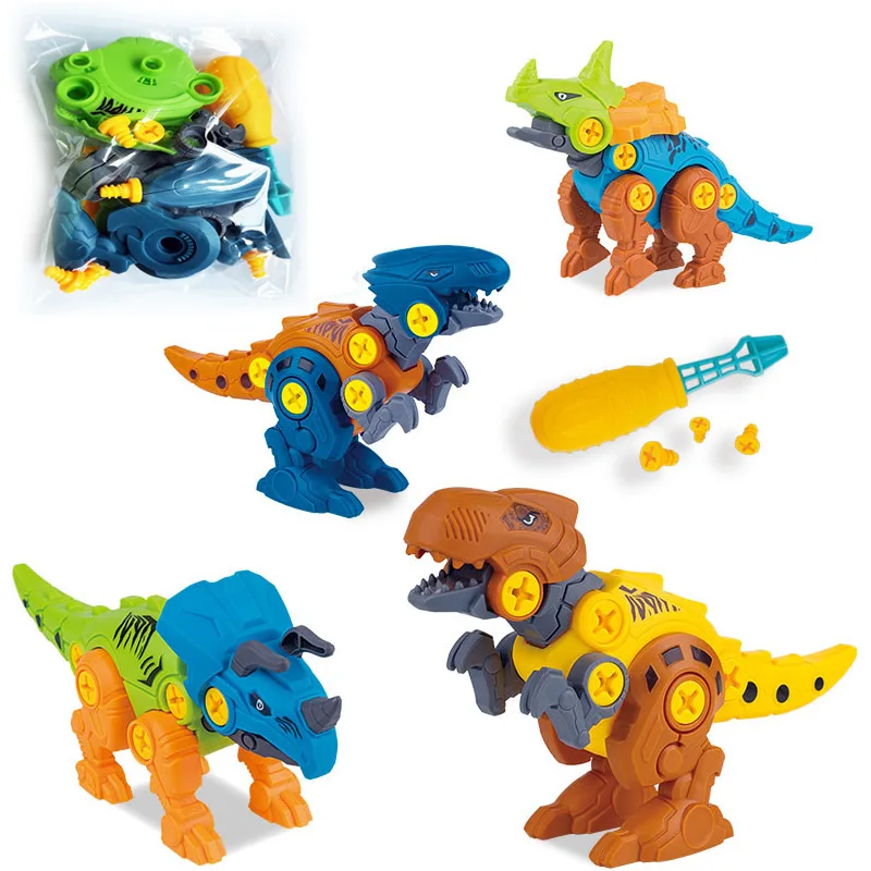 DIY Disassembly Dinosaur Model Toy Set Screw Nut Assembly Plastic Blocks Early Educational Toys For Children Kids Baby Gift | Игрушки и