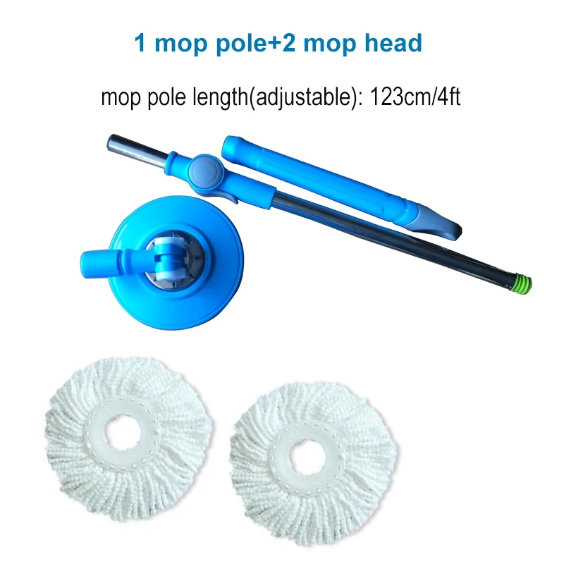 Spin Mop Pole for Floor Pole Handle Replacement Mop with Cotton Head for Cleaning 360 No Foot Pedal Version Green