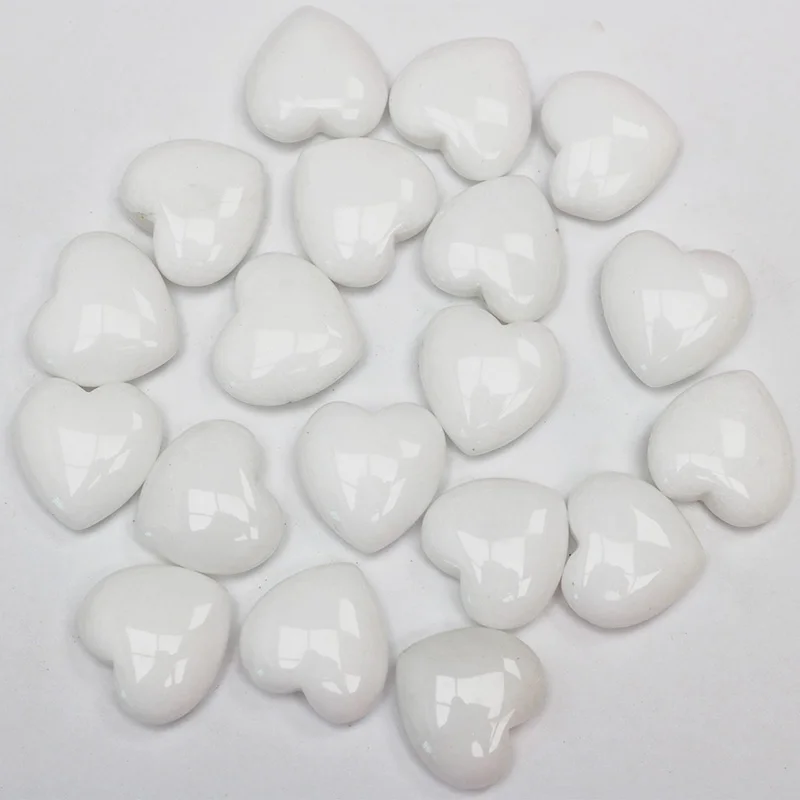 Любовь Сердце камень ювелирные изделия без отверстия натуральный агат кристалл драгоценный камень DIY производство серьги ожерелье 30 шт 20 мм Подвески - Цвет: White Jade