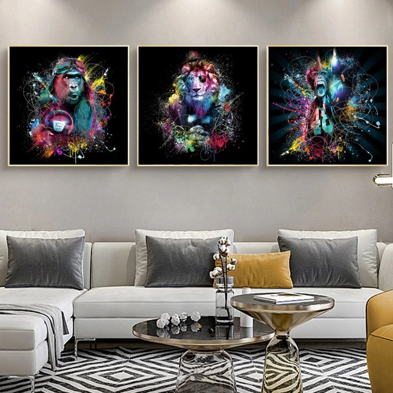 Акварель секс обезьяна Wall Art Печать на холсте Абстрактная живопись Животные Поп Арт холст картины | Отзывы и видеообзор