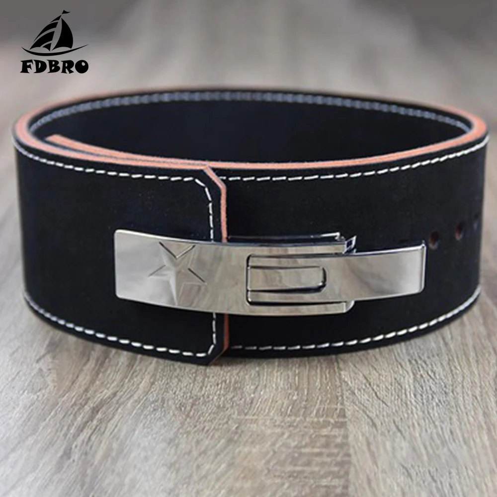 

FDBRO New Professional Sports Abdomen Weightlifting Squat Hard Pull Lever Leather Heavy Weight Squat Training Waist Belt Buckle