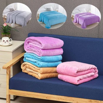 

New 5 Colors Thickened Coral Flannel Blanket Soft Blanket Portable Car Travel Cover Blanket Mechanical Wash High Quality