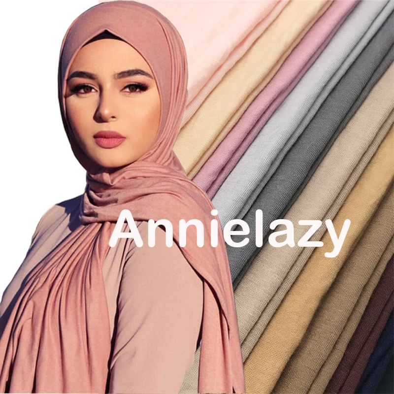 

Jersey Hijab Scarf Women Winter Warm Plain Solid Elasticity Cotton Shawls and Wraps Large Size Headband Muslim Hijab Scarves