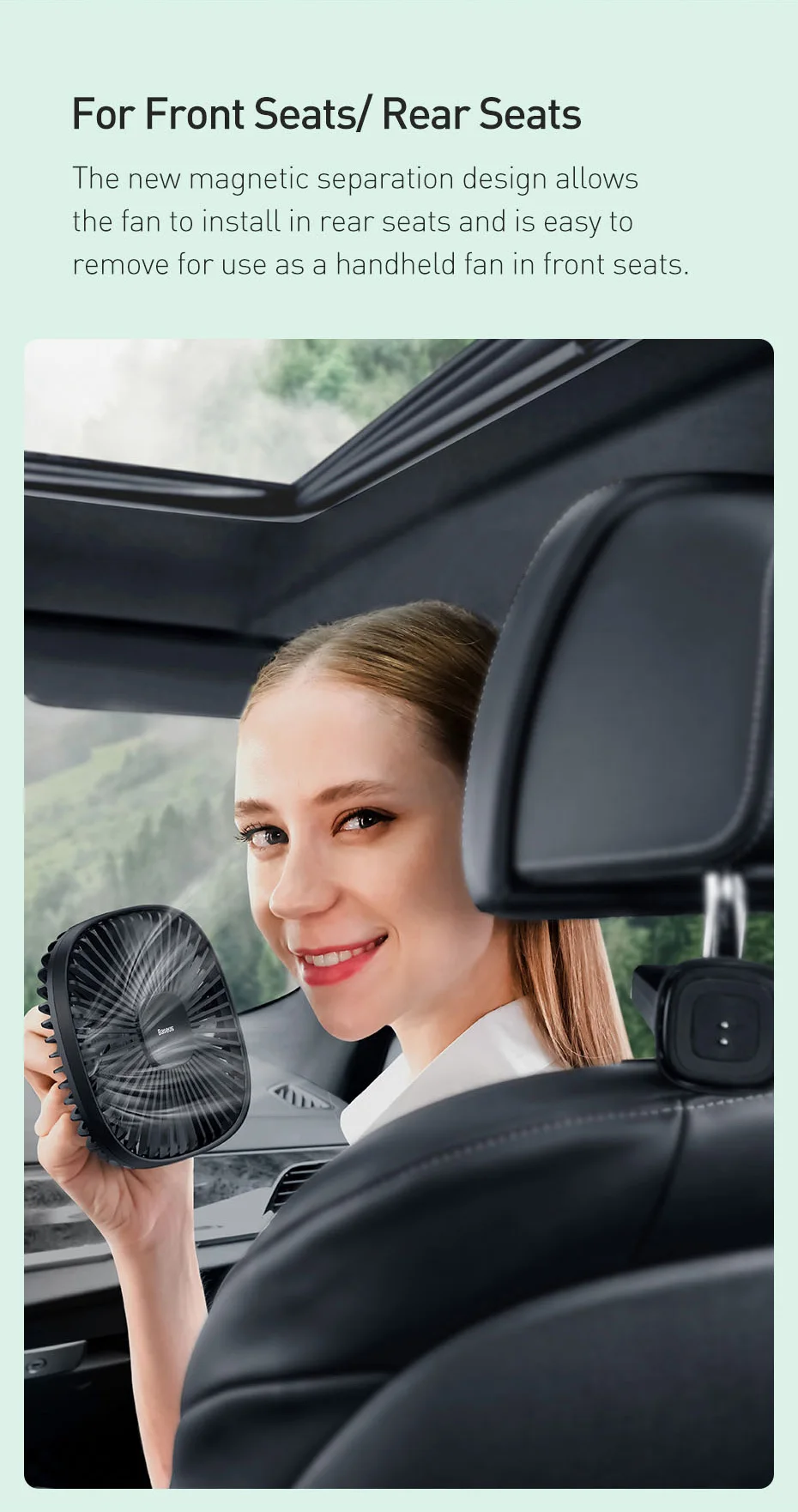Quạt ghế sau ô tô Baseus Natural Wind Magnetic - luồng gió mát lạnh
