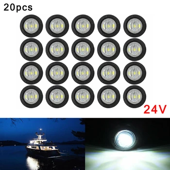 

20pcs 3/4 Inch Round LED Light Truck Trailer Side Clearance Marker Lamp 24V Amber/Green/Blue/White/Red Car LED Lights