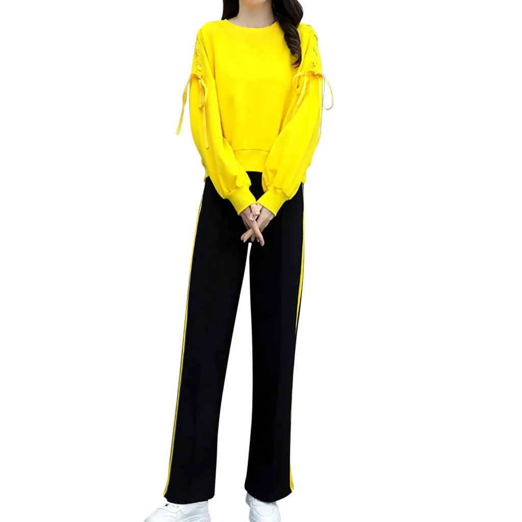 Hsu Hot Sales Women Long Sleeve Split 2 Piece Set Casual Long Pants Casual Outfit Sportswear Sports Free Shipping