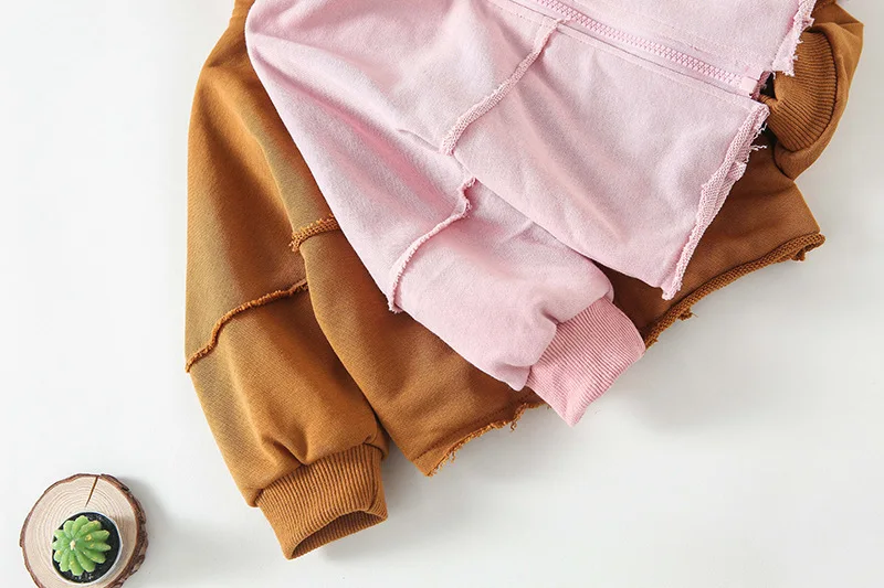 Осенне-зимние повседневные пальто с капюшоном и длинными рукавами для маленьких мальчиков и девочек Детские хлопковые теплые милые куртки на молнии, верхняя одежда