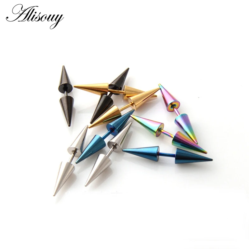 2PCs Classic Fashion Punk Rock Rivet Spike Tip Cone 316L Stainless Steel Women Men ear Stud Earrings Piercing Body Jewelry piercing jewelry,body piercing earrings,ear piercing jewelry,ear studs,metal jewelry,body piercing jewelry,body jewelry