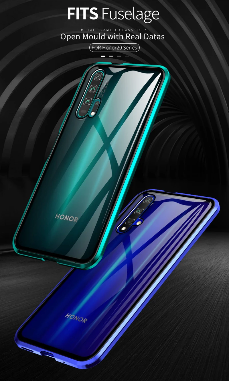 Роскошные магнитные поглощающие металлические флип-Чехлы для huawei Honor 20 20i 20Pro Lite Phone Cover двухсторонняя, для стекла Honor20 Pro I