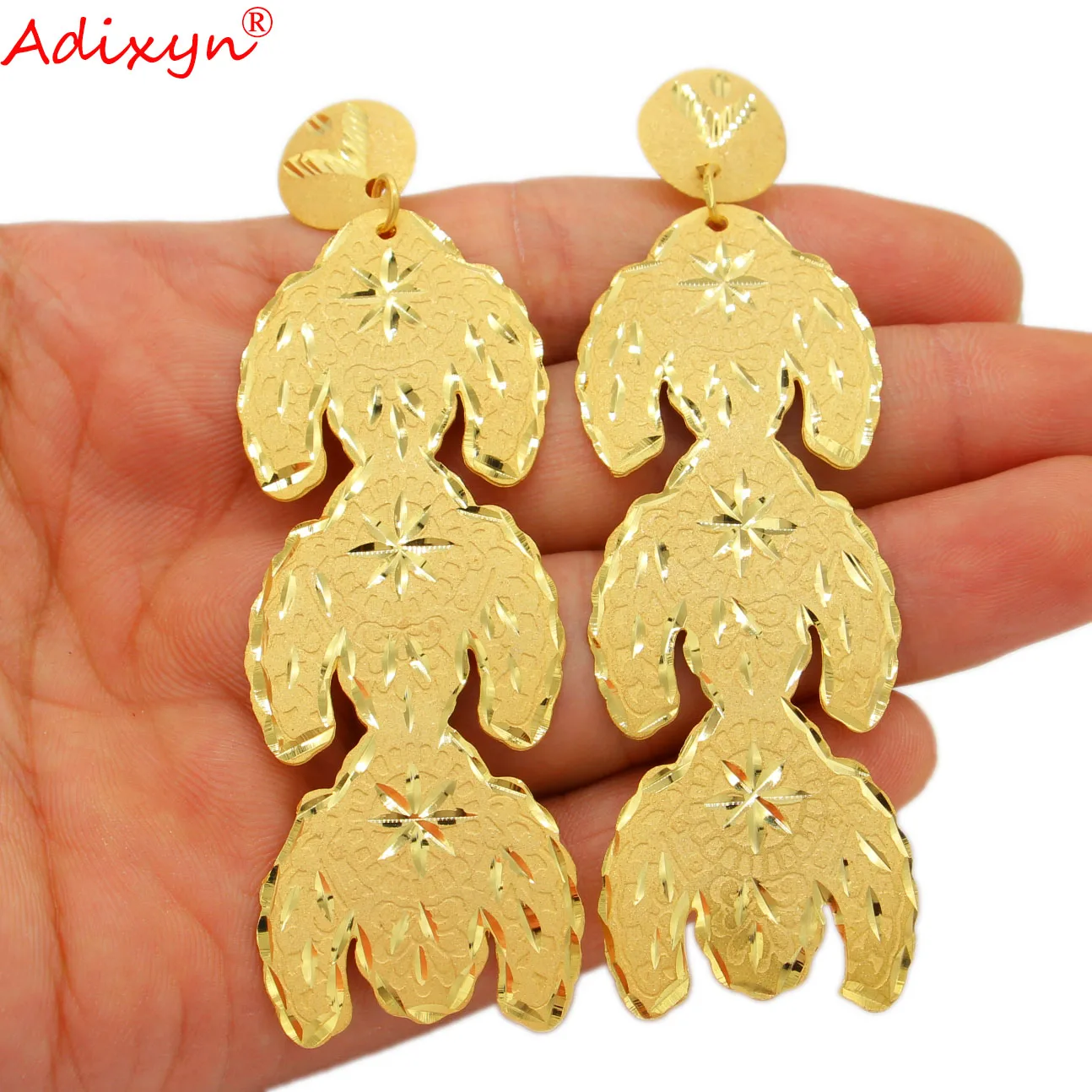 Adixyn Dubai Cute Earrings for Women 24k Gold Color Copper Light Weight Jewelry African India Women Items N01316