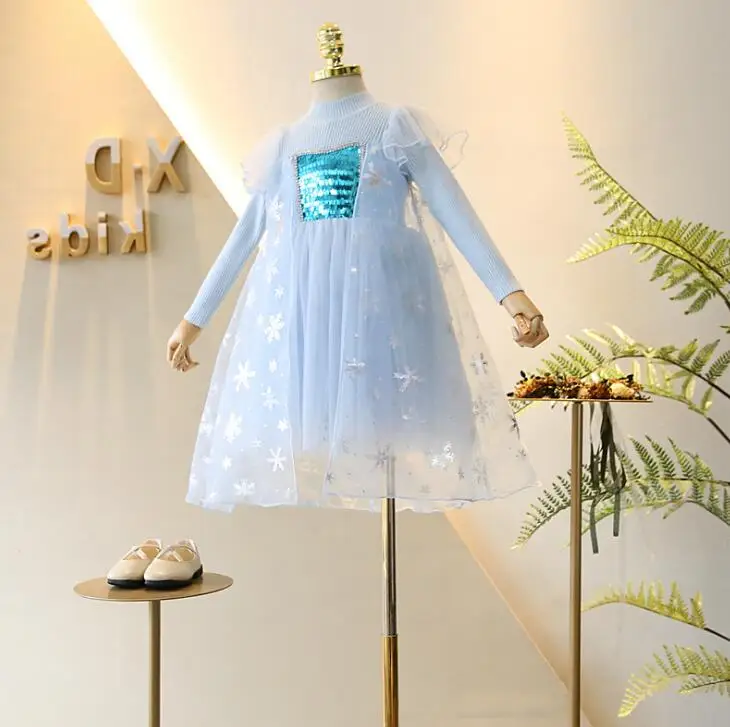 Новинка г.; Детские платья для костюмированной вечеринки из плотной сетки со звездами; Милая одежда принцессы для девочек; 5 шт/лот;