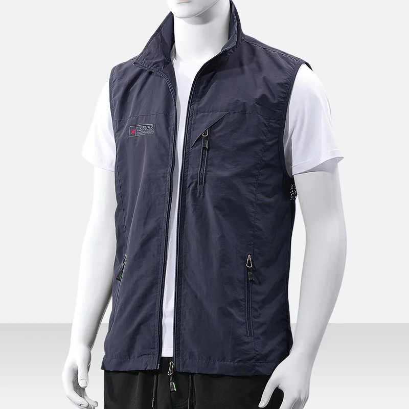 Quick-Drying Vest Men's Spring Summer Outdoor Sports Windproof Quick-Dry Waistcoat Men's Breathable Ultra-Thin-Bags Fishing Coat