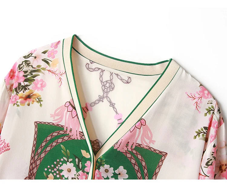 AELESEEN винтажная подиумная Цветочная блузка женская Осенняя новая модный фонарь с рукавом три четверти Европейская Офисная Женская рубашка