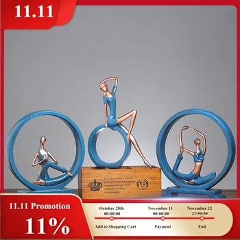 

Modern Resin Yoga Poses Figurine Creative Minimalist Abstract Yoga Girl Figure Statue Ornaments Home Office Desktop Decorations