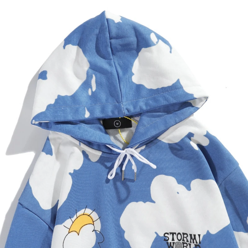 2022 Kpop Kanye Tie Dye Lightning Cloud Cotton Hoodies Men