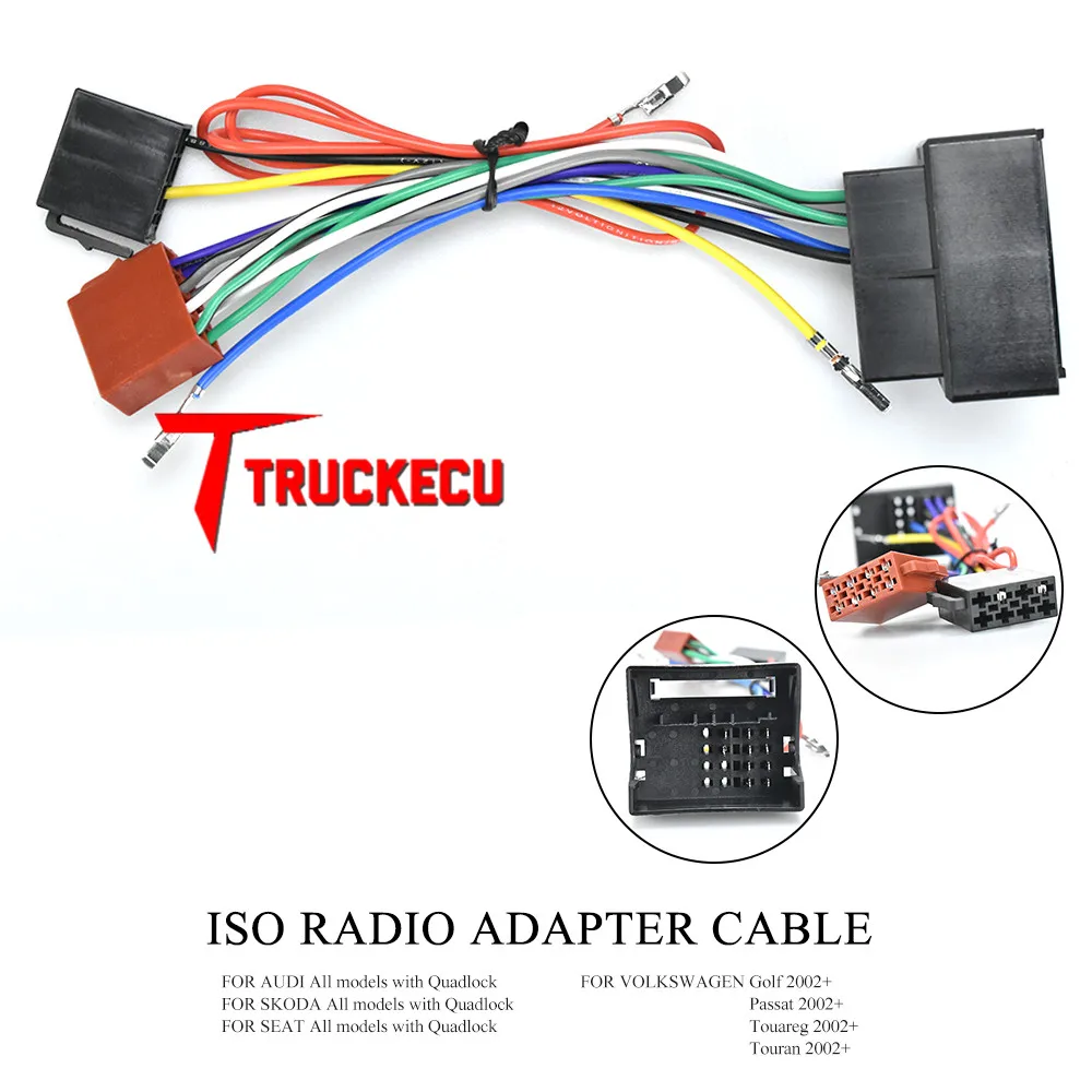 12-025 ISO радио адаптер кабель для VOLKSWAGEN Golf, Passat, forTouareg, Touran 2002+/AUDI все модели с Quadlock/для SKODA
