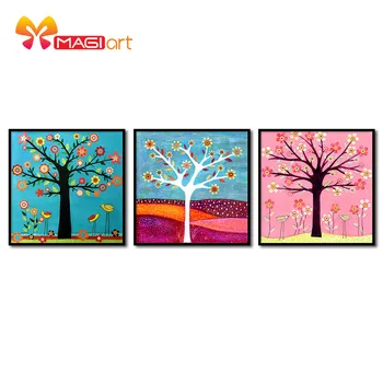 

Cross stitch kits Embroidery needlework sets 11CT water soluble canvas patterns 14CT Abstract Painting blooming trees-NCMF099