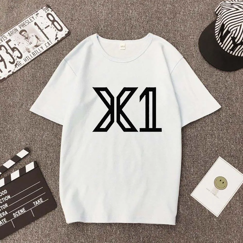 2019 Новинка X1 Kpop камуфляжная футболка с короткими рукавами из хлопка круглым