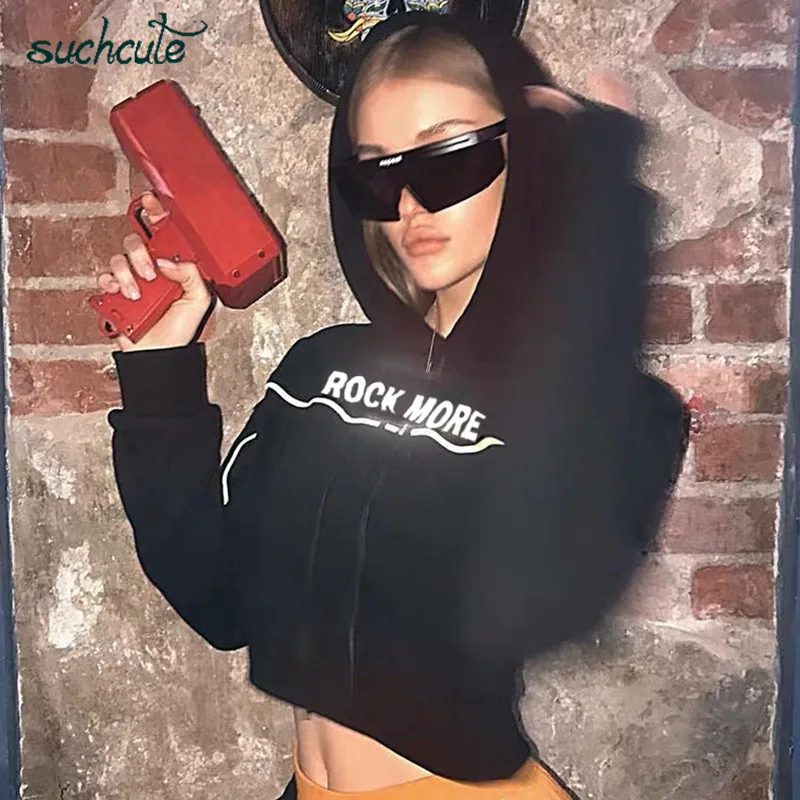 SUCHCUTE свободные женские толстовки со шляпой с буквенным принтом Повседневный Топ Kpop осень Moletons уличная толстовка с капюшоном Женская толстовка в стиле панк