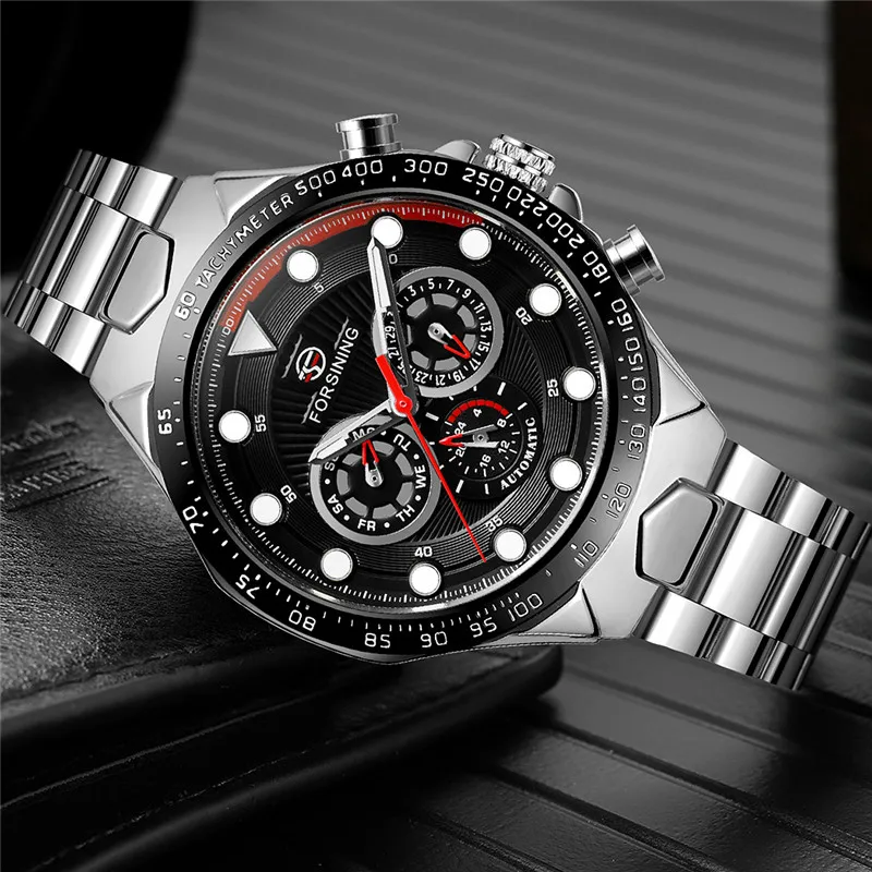 FORSINING автоматические механические мужские наручные часы военные спортивные мужские часы лучший бренд роскошные стальные скелетные водонепроницаемые мужские часы 030