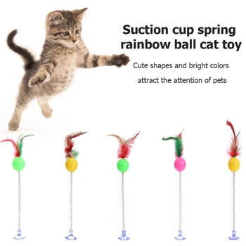 

Lightweight Feather Toys Sucker Toys Pet Set Interactive Pet Ball Spring Cat Scratch Training Playing Funny Molar Supplies