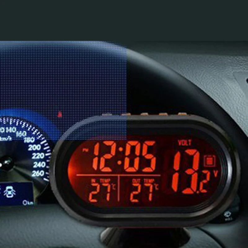Запчасти термометр часы авто внутренний цифровой пластик+ стекло датчик