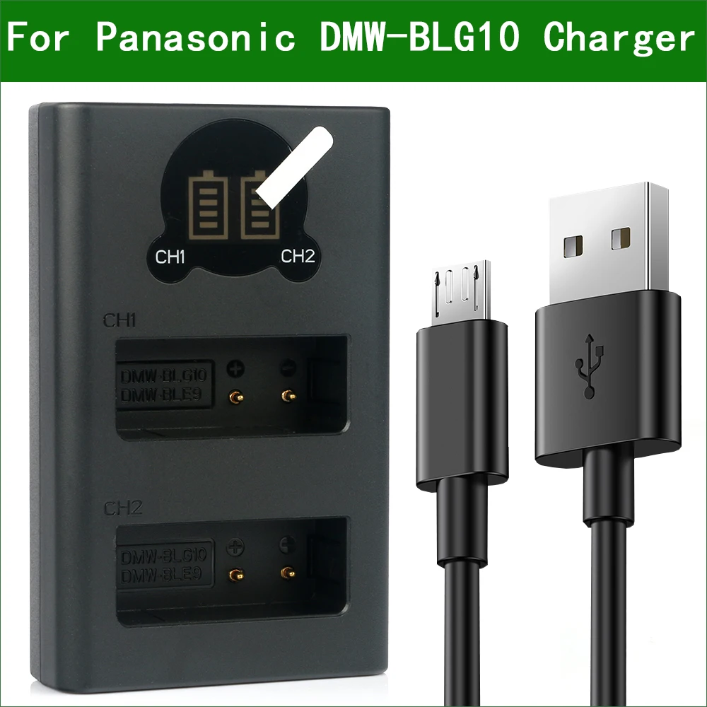 

DMW-BLG10 BLE9 Dual USB Battery Charger for Panasonic DMC-TZ100 TZ101 TZ110 GX7 Mark II LX15 LX100 S6 ZS60 ZS100