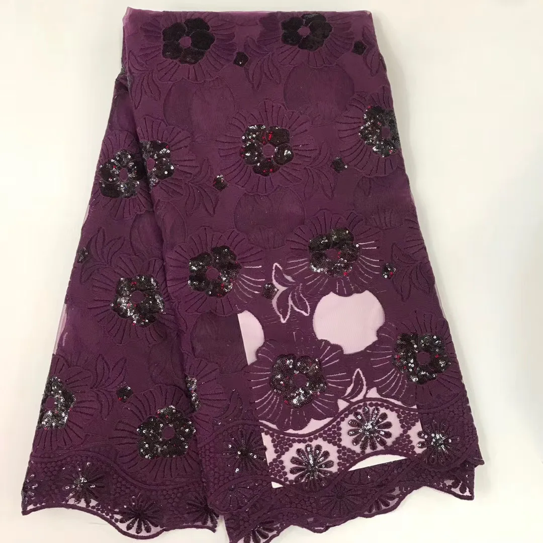

African lace fabric 2020 high quality embroidered sequin lace French tulle lace fabric for Nigeria party R39771