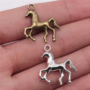 

WYSIWYG 4pcs 24x22mm 2 Colors Antique Silver Color Antique Bronze Plated Pendant Horse Jewelry Making Pendants Horse Charm Horse