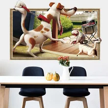 Креативные наклейки на стену 3D Милые Мультяшные Декоративные наклейки для собак классная детская комната самоклеющаяся бумага 6243